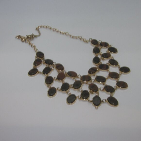 Jewelry - Golden Brown with Black Bib Necklace